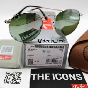 Model Display RayBan Round Metal Silver RB3447 Mirror